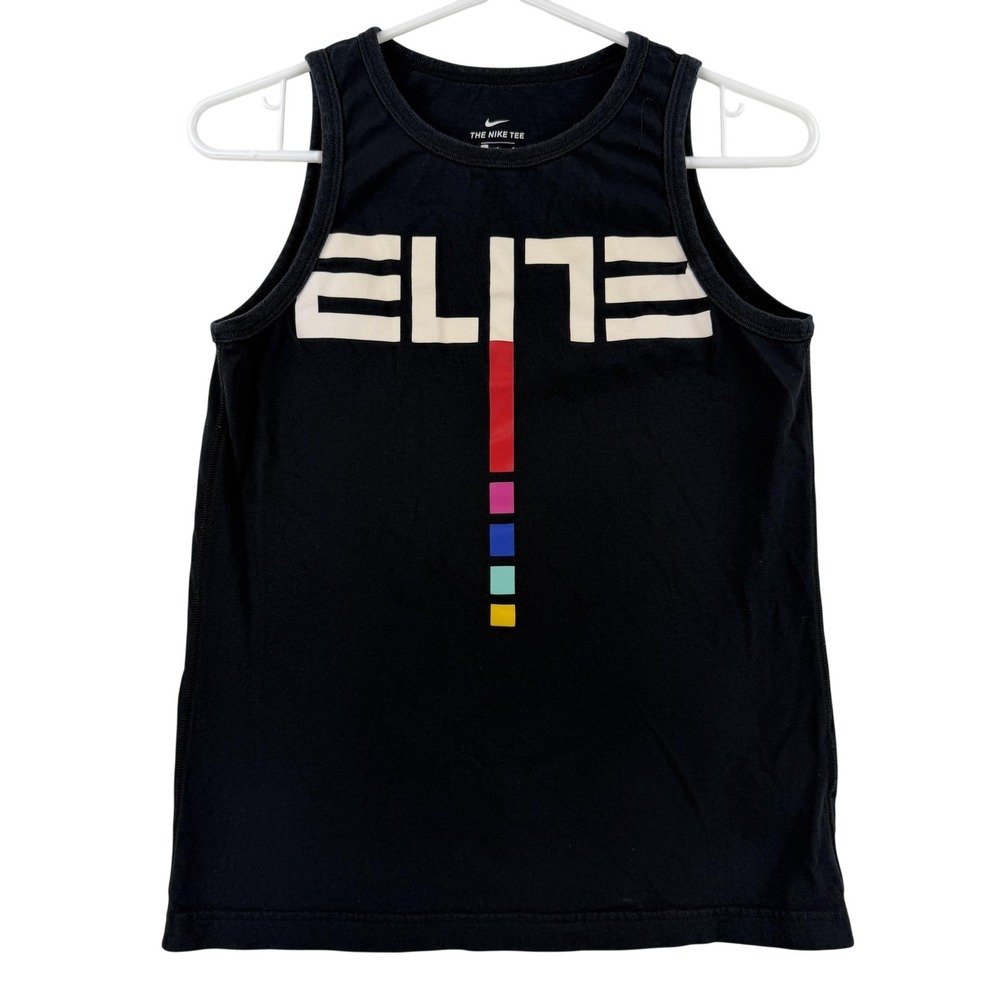 Nike Tank Top Elite‎ Boys Large Black Rainbow Basketball Graphic CV2123-010